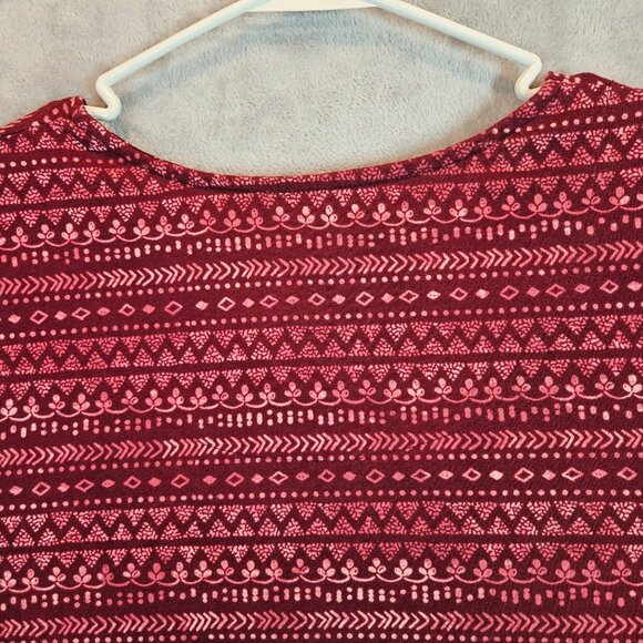 Catherines Womens Long Sleeve Tee Plus Size 2X 22/24W Red Patterned Top stretch - Picture 9 of 11